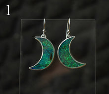 Load image into Gallery viewer, Northern Lights in Scotland Earrings, Synthetic Opal - Monarch Opal, Sterling silver.
