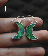 Load image into Gallery viewer, Northern Lights in Scotland Earrings, Synthetic Opal - Monarch Opal, Sterling silver.
