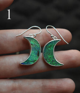 Northern Lights in Scotland Earrings, Synthetic Opal - Monarch Opal, Sterling silver.