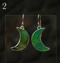 Load image into Gallery viewer, Northern Lights in Scotland Earrings, Synthetic Opal - Monarch Opal, Sterling silver.
