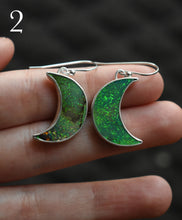 Load image into Gallery viewer, Northern Lights in Scotland Earrings, Synthetic Opal - Monarch Opal, Sterling silver.
