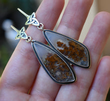 Load image into Gallery viewer, Scottish Highland Earring #2, Moss Agate, Sterling silver.
