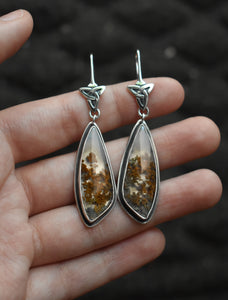 Scottish Highland Earring #2, Moss Agate, Sterling silver.