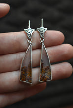 Load image into Gallery viewer, Scottish Highland Earring #1, Moss Agate, Sterling silver.
