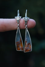 Load image into Gallery viewer, Scottish Highland Earring #1, Moss Agate, Sterling silver.
