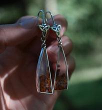 Load image into Gallery viewer, Scottish Highland Earring #1, Moss Agate, Sterling silver.
