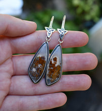 Load image into Gallery viewer, Scottish Highland Earring #2, Moss Agate, Sterling silver.
